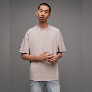AllSaints Mediuam Isac Oversized Crew Neck Tshirt Men’s Floss Pink